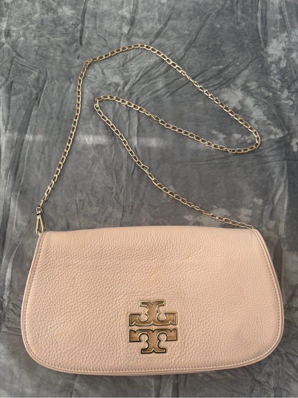 Tory Burch Britten Small Leather Convertible Crossbody Shoulder Bag Clutch Pink